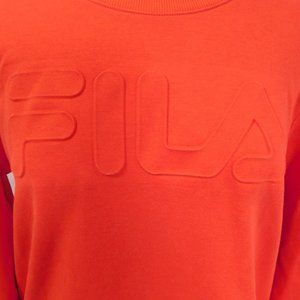 FILA Womens L Red Embossed Spellout long sleeve crew neck Sweatshirt